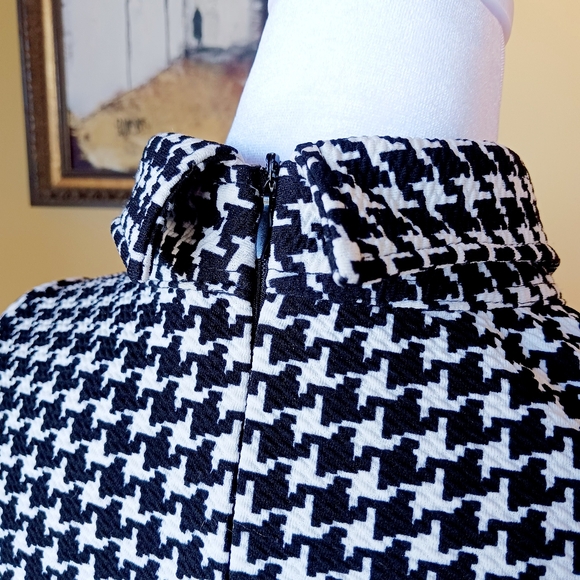 Houndstooth check top sleeveless vintage polyester size M long swing - Picture 6 of 6